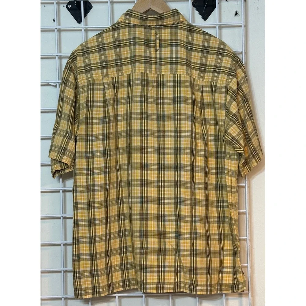 The‎ North Face Mens Yellow Plaid Short Sleeve Button Up Hiking Shirt Large